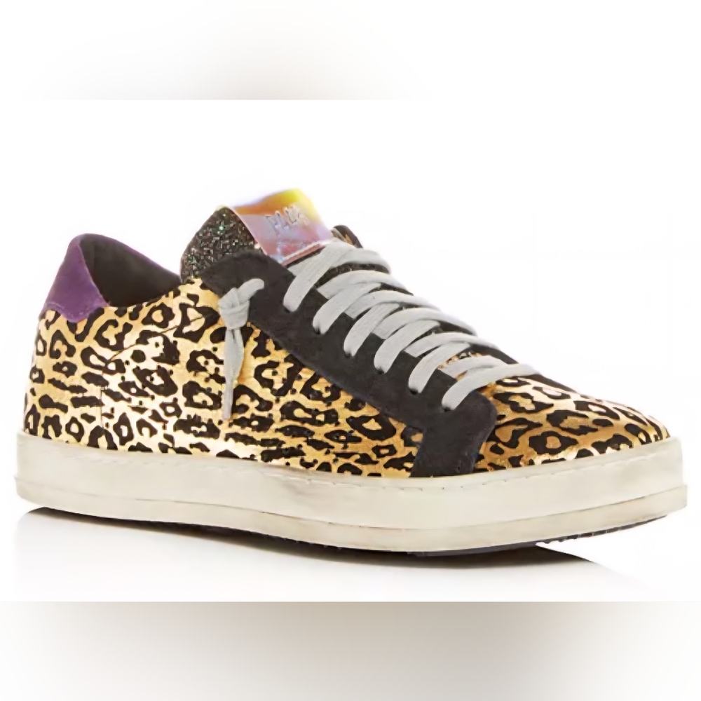 P448 John Leopard Print Glitter Sneakers 38 (7.5-8)